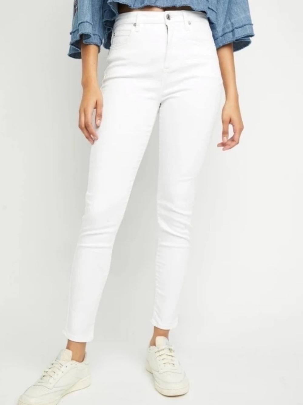 Free People Bright White High-Rise Skinny Jeans